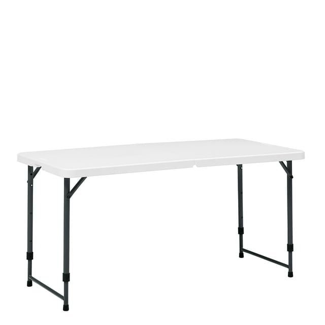 4 Foot Adjustable Height Folding Plastic Table, Indoor Outdoor White Granite - 7DAY'S