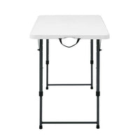 4 Foot Adjustable Height Folding Plastic Table, Indoor Outdoor White Granite - 7DAY'S