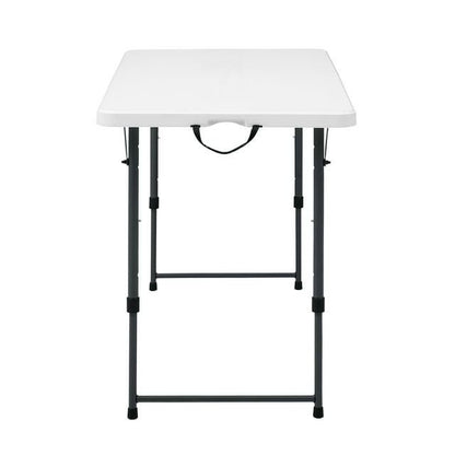 4 Foot Adjustable Height Folding Plastic Table, Indoor Outdoor White Granite - 7DAY'S