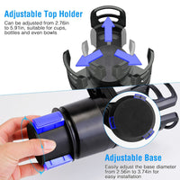 4 In 1 Car Cup Holder Expander Adapter Multifunctional Water Cup Mount Stand 360° Rotating Drink Bottle Organizer with Adjustable Base - 7DAY'S