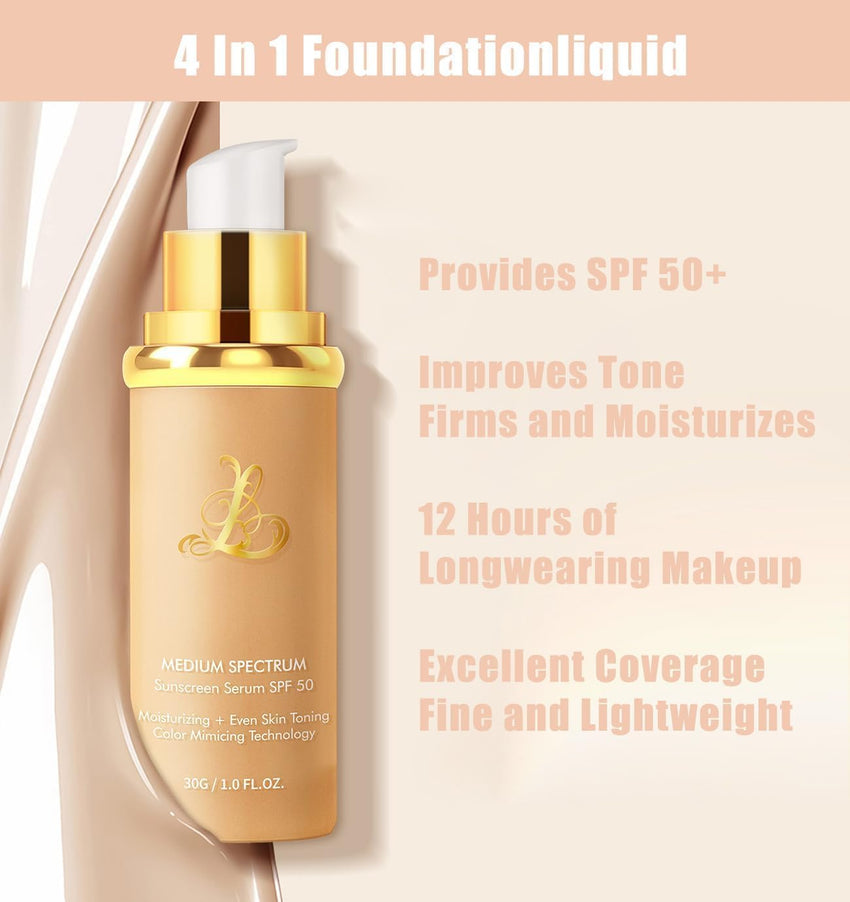 4 - in - 1 Color Changing Foundation, Medium Spectrum Foundation Makeup, Full Coverage Concealer Color Changing Foundation, Long - Lasting & Waterproof for all Skin, 1 Pack - 7DAY'S
