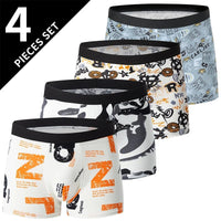 4 Pack European and American Size MEN'S FASHION Printed Boxer Underwear Comfortable Swimming Trunks Oversized Underwear Shorts - 7DAY'S