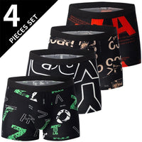 4 Pack European and American Size MEN'S FASHION Printed Boxer Underwear Comfortable Swimming Trunks Oversized Underwear Shorts - 7DAY'S