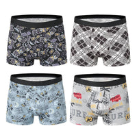 4 Pack European and American Size MEN'S FASHION Printed Boxer Underwear Comfortable Swimming Trunks Oversized Underwear Shorts - 7DAY'S