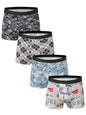 4 Pack European and American Size MEN'S FASHION Printed Boxer Underwear Comfortable Swimming Trunks Oversized Underwear Shorts - 7DAY'S