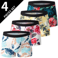 4 Pack European and American Size MEN'S FASHION Printed Boxer Underwear Comfortable Swimming Trunks Oversized Underwear Shorts - 7DAY'S