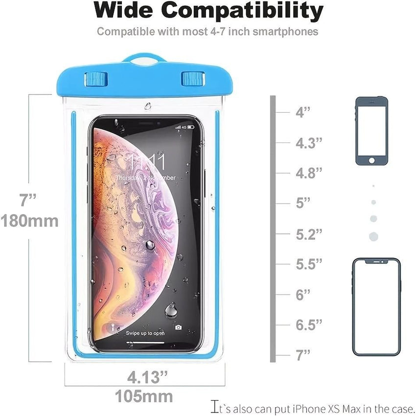 4 pcs Luminous Waterproof Floating Airbag Phone Sealed Case Pouch With Strap For Highly Sensitive Phone Screen For Swimming Gift - 7DAY'S