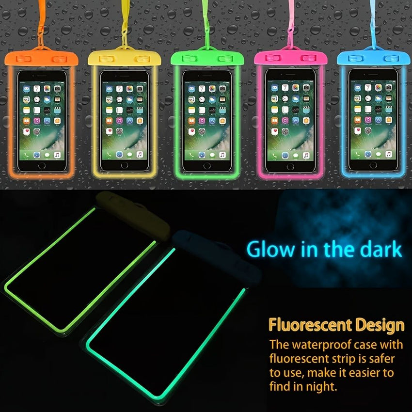 4 pcs Luminous Waterproof Floating Airbag Phone Sealed Case Pouch With Strap For Highly Sensitive Phone Screen For Swimming Gift - 7DAY'S