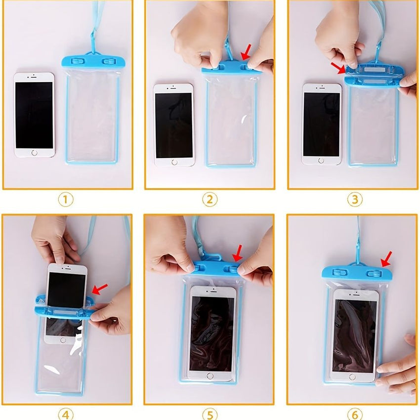 4 pcs Luminous Waterproof Floating Airbag Phone Sealed Case Pouch With Strap For Highly Sensitive Phone Screen For Swimming Gift - 7DAY'S