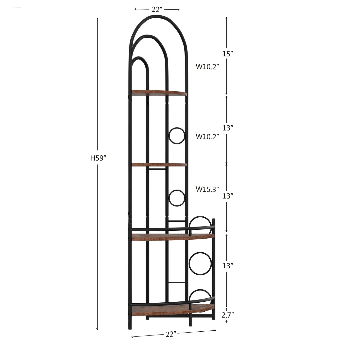 4 - Tier Corner Bookshelf, Modern Style, Plant Stand with Metal Frame - 7DAY'S