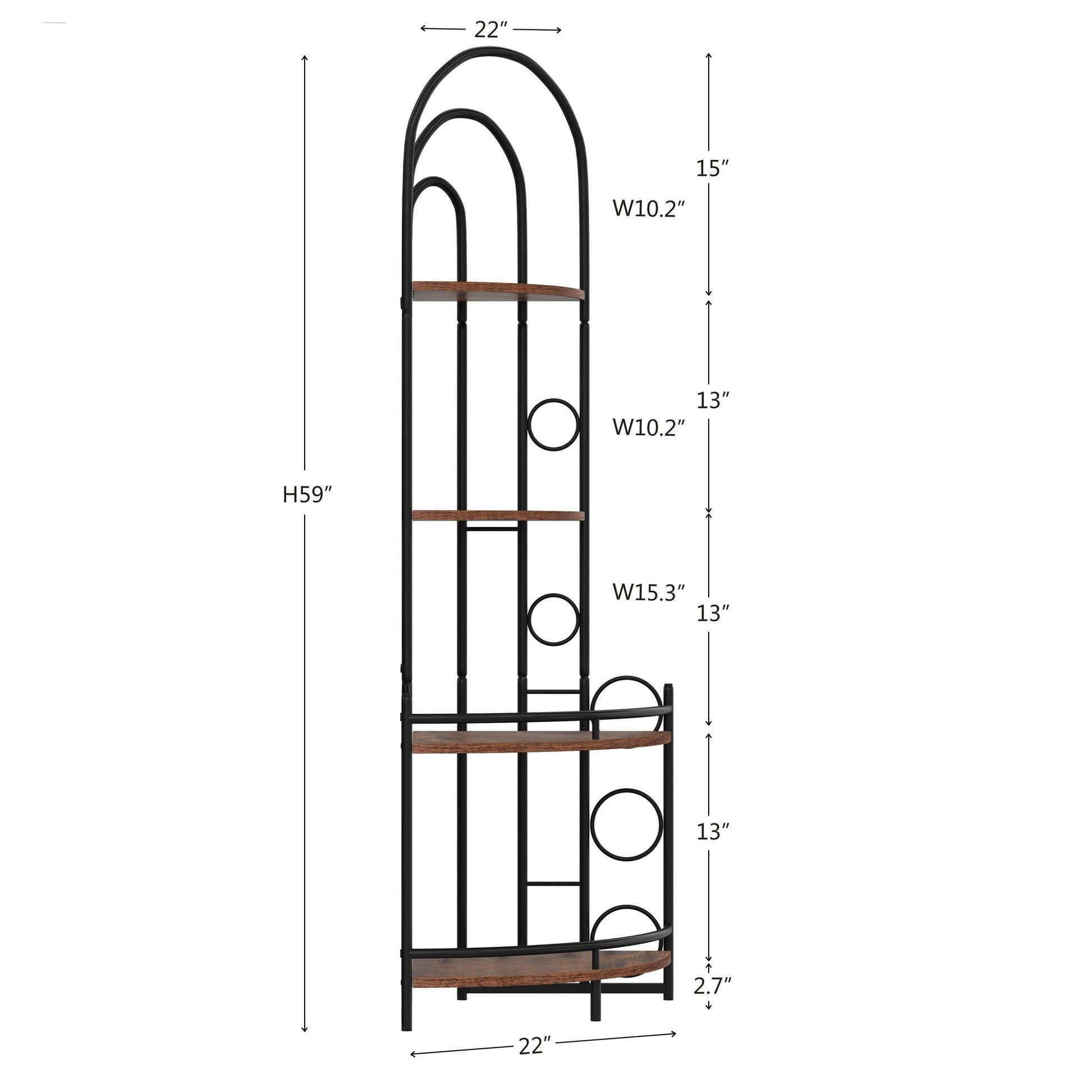 4 - Tier Corner Bookshelf, Modern Style, Plant Stand with Metal Frame - 7DAY'S