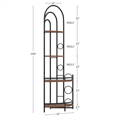 4 - Tier Corner Bookshelf, Modern Style, Plant Stand with Metal Frame - 7DAY'S