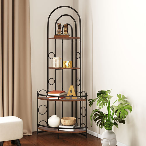 4 - Tier Corner Bookshelf, Modern Style, Plant Stand with Metal Frame - 7DAY'S