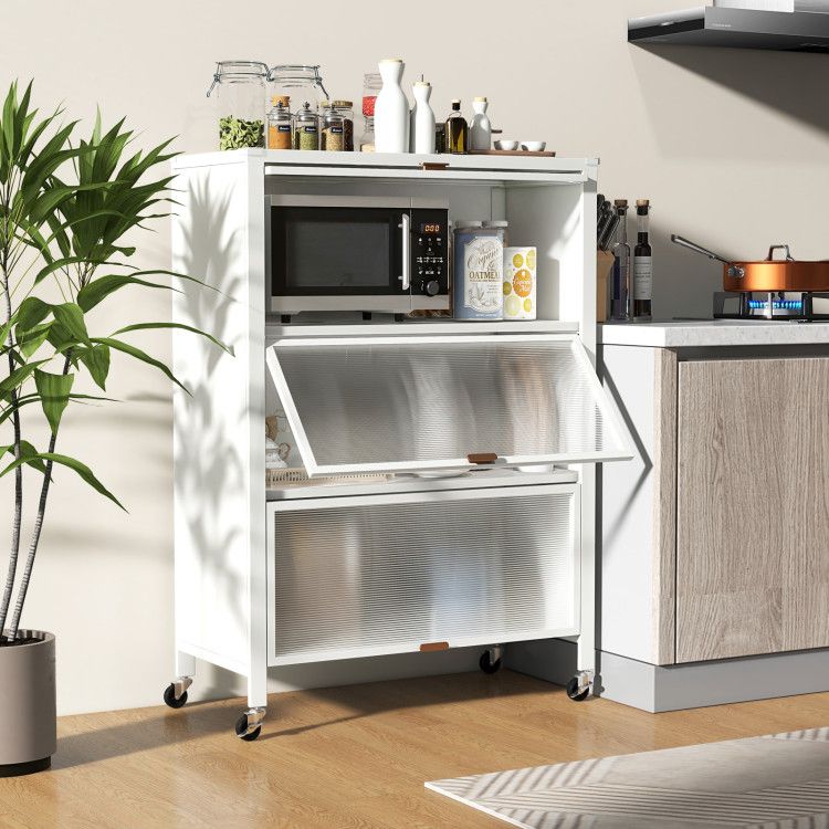 4 - Tier Kitchen Bakers Rack with Flip Doors - 7DAY'S