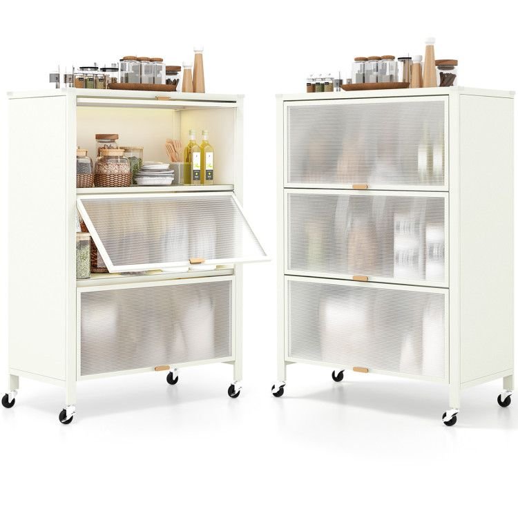 4 - Tier Kitchen Bakers Rack with Flip Doors - 7DAY'S