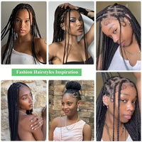 40" Box Braided Wigs With Baby Hair Knotless Cornrow Braids Lace Frontal Wig for Women Blended Black Hand Braided Wigs Full double Lace Front Braid Wig - 7DAY'S