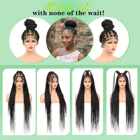 40" Box Braided Wigs With Baby Hair Knotless Cornrow Braids Lace Frontal Wig for Women Blended Black Hand Braided Wigs Full double Lace Front Braid Wig - 7DAY'S