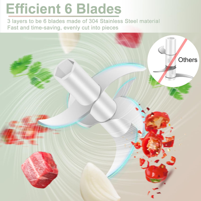 400ML Electric Garlic Chopper, 6 Blades Garlic Grinder Mini Vegetable Chopper, USB Portable Veggie Chopper, Garlic Mincer, Onion Chopper, Food Processor for Ginger, Chili, Fruit, Meat - 7DAY'S