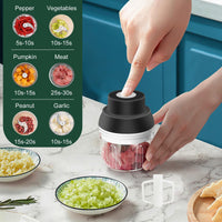 400ML Electric Garlic Chopper, 6 Blades Garlic Grinder Mini Vegetable Chopper, USB Portable Veggie Chopper, Garlic Mincer, Onion Chopper, Food Processor for Ginger, Chili, Fruit, Meat - 7DAY'S