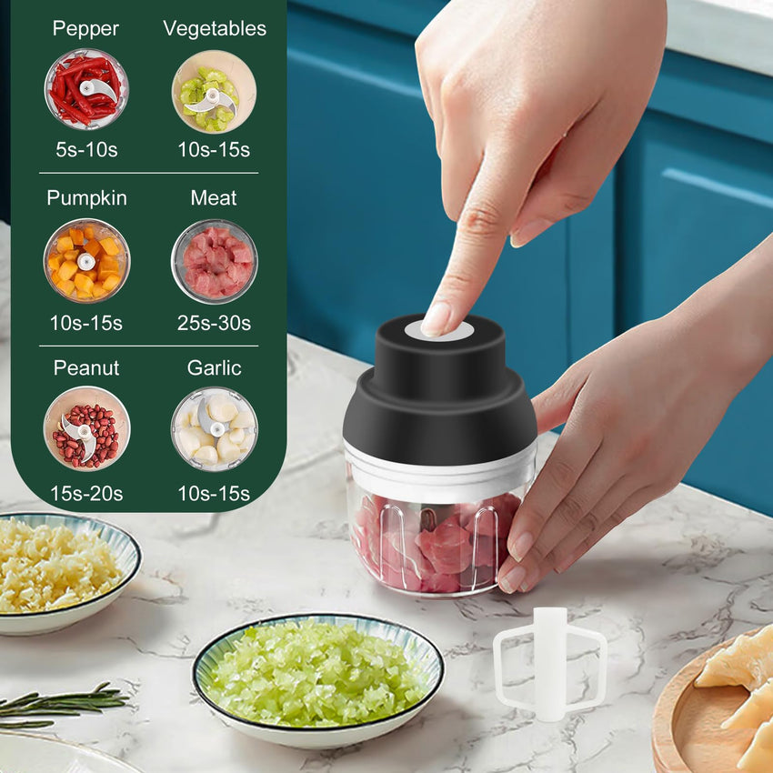 400ML Electric Garlic Chopper, 6 Blades Garlic Grinder Mini Vegetable Chopper, USB Portable Veggie Chopper, Garlic Mincer, Onion Chopper, Food Processor for Ginger, Chili, Fruit, Meat - 7DAY'S