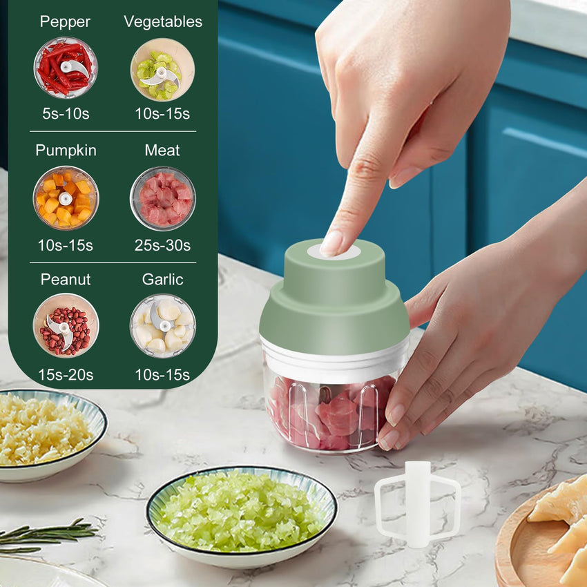 400ML Electric Garlic Chopper, 6 Blades Garlic Grinder Mini Vegetable Chopper, USB Portable Veggie Chopper, Garlic Mincer, Onion Chopper, Food Processor for Ginger, Chili, Fruit, Meat - 7DAY'S