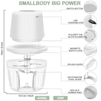 400ML Electric Garlic Chopper, 6 Blades Garlic Grinder Mini Vegetable Chopper, USB Portable Veggie Chopper, Garlic Mincer, Onion Chopper, Food Processor for Ginger, Chili, Fruit, Meat - 7DAY'S