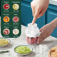 400ML Electric Garlic Chopper, 6 Blades Garlic Grinder Mini Vegetable Chopper, USB Portable Veggie Chopper, Garlic Mincer, Onion Chopper, Food Processor for Ginger, Chili, Fruit, Meat - 7DAY'S
