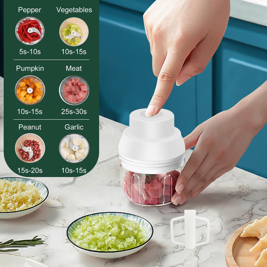 400ML Electric Garlic Chopper, 6 Blades Garlic Grinder Mini Vegetable Chopper, USB Portable Veggie Chopper, Garlic Mincer, Onion Chopper, Food Processor for Ginger, Chili, Fruit, Meat - 7DAY'S