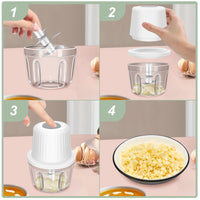 400ML Electric Garlic Chopper, 6 Blades Garlic Grinder Mini Vegetable Chopper, USB Portable Veggie Chopper, Garlic Mincer, Onion Chopper, Food Processor for Ginger, Chili, Fruit, Meat - 7DAY'S