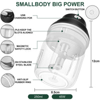 400ML Electric Garlic Chopper, 6 Blades Garlic Grinder Mini Vegetable Chopper, USB Portable Veggie Chopper, Garlic Mincer, Onion Chopper, Food Processor for Ginger, Chili, Fruit, Meat - 7DAY'S