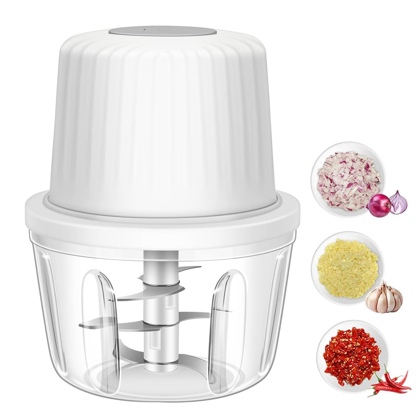 400ML Electric Garlic Chopper, 6 Blades Garlic Grinder Mini Vegetable Chopper, USB Portable Veggie Chopper, Garlic Mincer, Onion Chopper, Food Processor for Ginger, Chili, Fruit, Meat - 7DAY'S
