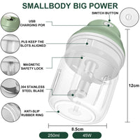 400ML Electric Garlic Chopper, 6 Blades Garlic Grinder Mini Vegetable Chopper, USB Portable Veggie Chopper, Garlic Mincer, Onion Chopper, Food Processor for Ginger, Chili, Fruit, Meat - 7DAY'S