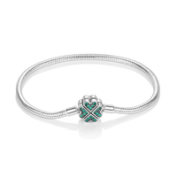 Silver Plated Stars Heart Shape Butterflies Clover Clasp Bracelet for Women Fit Original Charms Beads DIY Making Gift