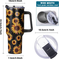 40oz Sunflower Tumbler with Handle – Sunflower Gifts for Women, Mom, Grandma, Wife & Daughter – Insulated Cup with Handle, Lid & Straw – Birthday & Mother’s Day Gifts for Best Friend, Teacher & Nurse - 7DAY'S
