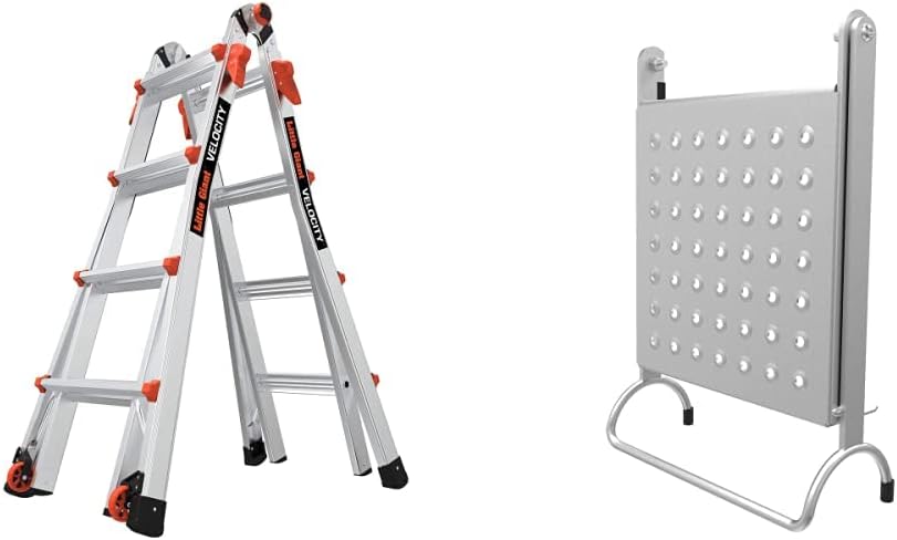 Little Giant Multi-Position Ladder, Velocity, M17, 9-15 Foot, Aluminum, Type 1A, 300 lbs Weight Rating & Work Platform, Aluminum, 375 lbs Weight Rating