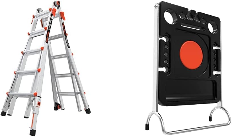 Little Giant Multi-Position Ladder, Velocity, M17, 9-15 Foot, Aluminum, Type 1A, 300 lbs Weight Rating & Work Platform, Aluminum, 375 lbs Weight Rating