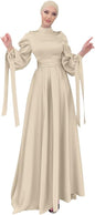 OBEEII Muslim Dress for Women Loose Full Cover Long Abaya Satin Dress Kaftan Abayas Islamic Robe S-XXL