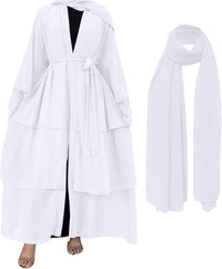 Abayas for Women Muslim Dubai Dress Solid Loose Fit Long Cardigan Islamic Kaftan Robe Open Front Maxi Length