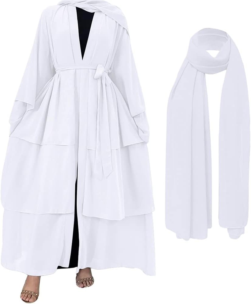 Abayas for Women Muslim Dubai Dress Solid Loose Fit Long Cardigan Islamic Kaftan Robe Open Front Maxi Length