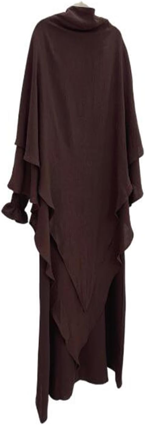 Women Prayer Dress Muslim Ramadan Garment Abaya Dubai Islam Jilbeb 2 Piece Set Layered Khimar Scarf Hijab and Long Dress