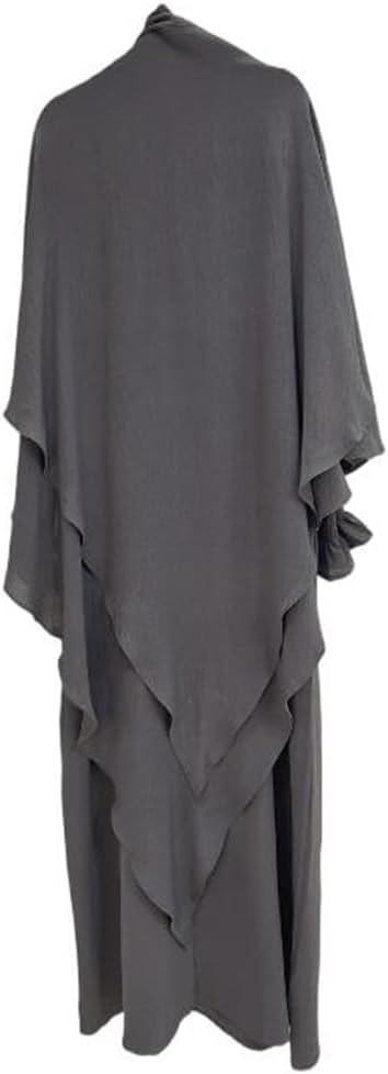 Women Prayer Dress Muslim Ramadan Garment Abaya Dubai Islam Jilbeb 2 Piece Set Layered Khimar Scarf Hijab and Long Dress