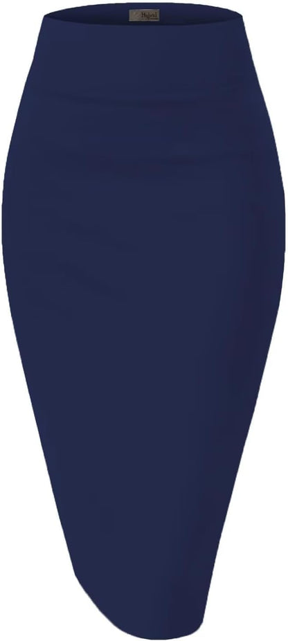 Hybrid & Company Women's Techno/Scuba Stretchy Office Pencil Skirt Made in USA