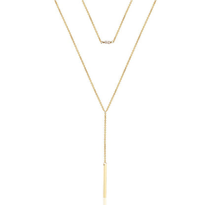 Turandoss Dainty Layered Choker Necklace, Handmade Y Pendant Necklace Multilayer Bar Disc Necklace Adjustable Layering Choker Necklaces for Women
