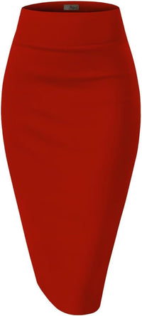 Hybrid & Company Women's Techno/Scuba Stretchy Office Pencil Skirt Made in USA