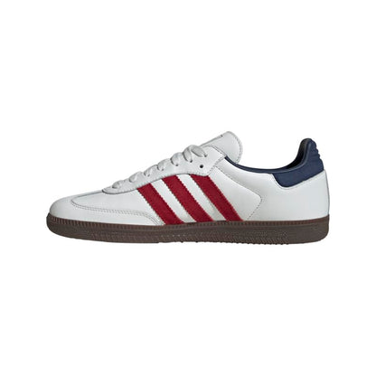 adidas Samba OG Men's Shoes, Core White/Team Victory Red/Night Indigo, Size 12.5