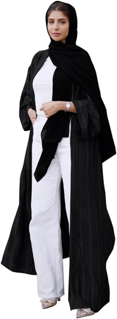 Womens Muslim Kimono Abaya Solid Striped Retro Ethnic Cardigan Robe Dubai Middle Eastern Saudi Arabia Eid Clothes
