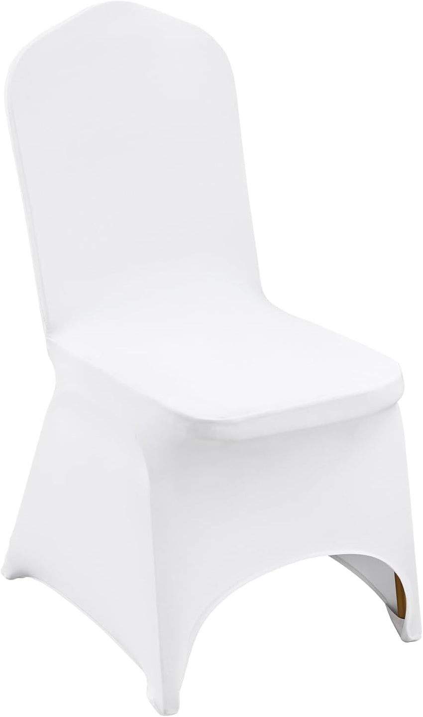 VEVOR 100 Pcs White Chair Covers Polyester Spandex Chair Cover Stretch Slipcovers for Wedding Party Dining Banquet Flat-Front Chair Covers