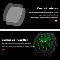 OLEVS Watches Men Chronograph Waterproof Rectangle Face Moon Phase Stainless Steel Strap Dress Watches for Men Luminous Quartz Calendar Mens Wrist Watch