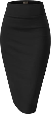 Hybrid & Company Women's Techno/Scuba Stretchy Office Pencil Skirt Made in USA