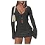 MakeMeChic Women's Summer Crochet Mini Dress Long Sleeve Swimsuit Beach Cover Up